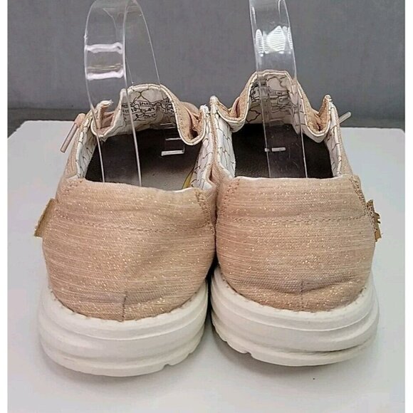 HEY DUDE Wendy Canvas Slip-On Shoes - Womens Size 10 - Sparkling Rose Gold - Picture 5 of 12